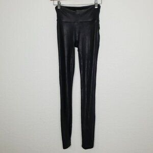Spanx Womens Faux Leather Leggings Size S Black Shaping Slimming 2437 Pull On